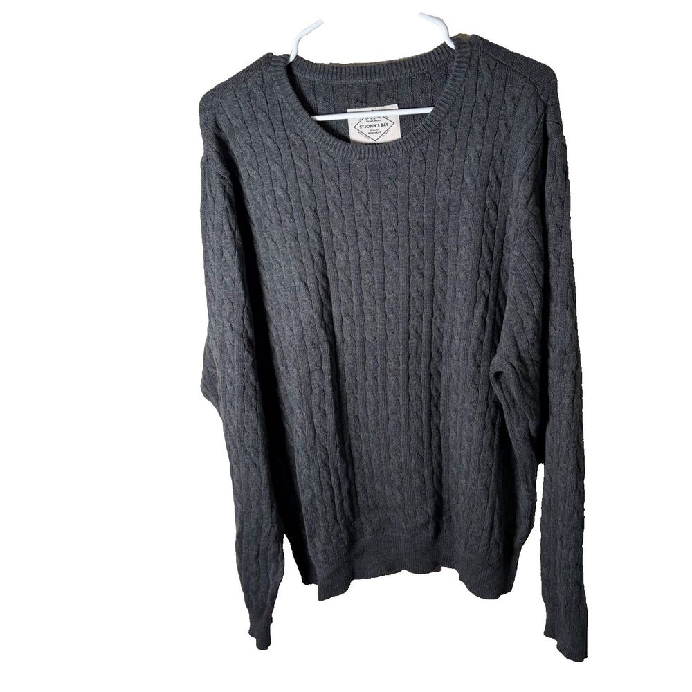 St John's Bay Sweater Men's Large Crew Neck Cable Knit Pullover Casual
